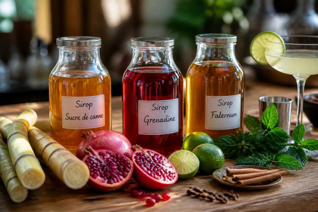 découvrez comment réaliser facilement vos sirops maison pour cocktails, incluant sucre de canne, grenadine et falernum, pour des boissons savoureuses et personnalisées.