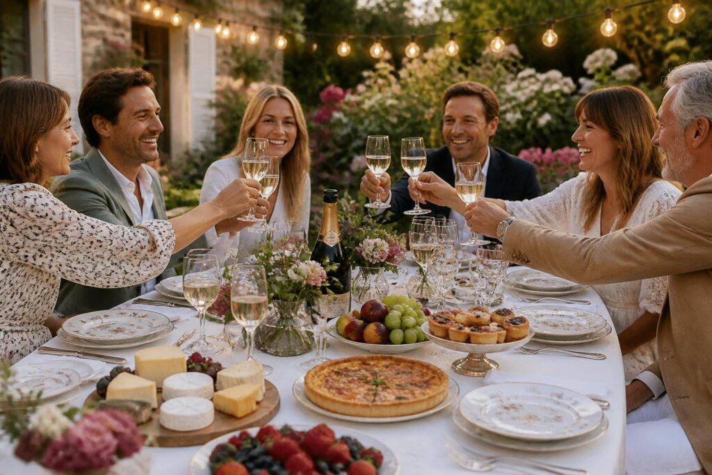 découvrez l'art de recevoir à la française : conseils pour cuisiner avec élégance, trinquer entre amis et organiser des fêtes mémorables avec style et convivialité.