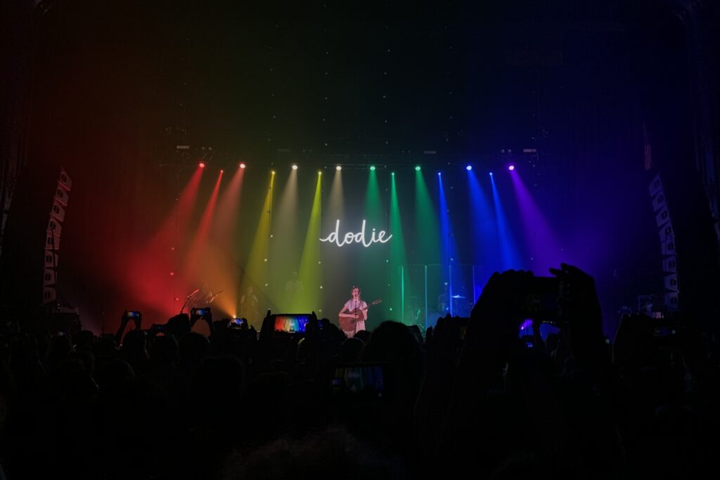A crowd listening to Dodie